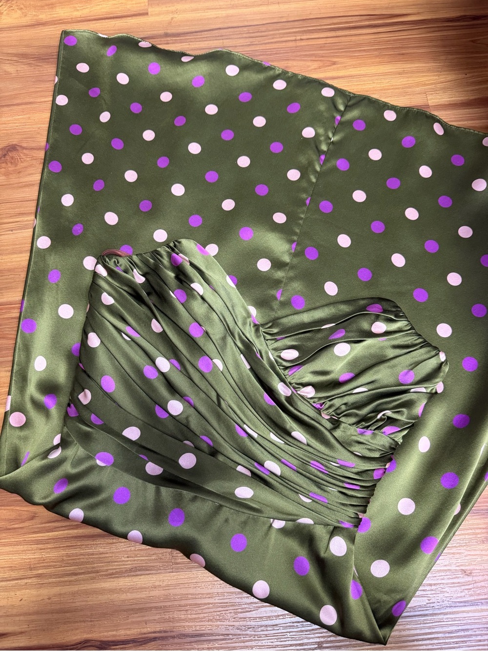 Betsy Johnson Vintage Polka Dot Ruched Satin Dress Size 6 - Picture 7 of 7